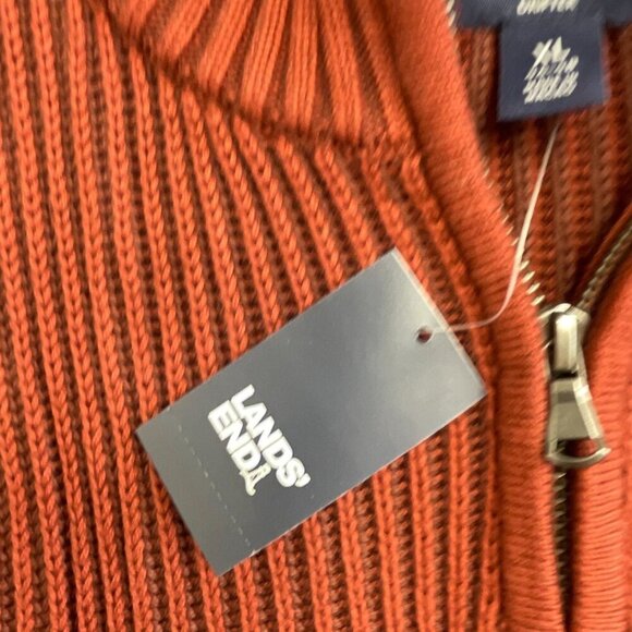 NEW Lands’ End Men’s XL Ribbed Knit Sweater Mock neck Red Rust 100% Cotton t118 - Picture 7 of 9